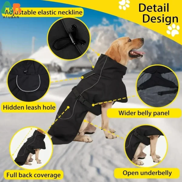 Warme & Wasserdichte Hundejacke | Reflektierend | Fleece Winterjacke & Regenmantel - Image 4