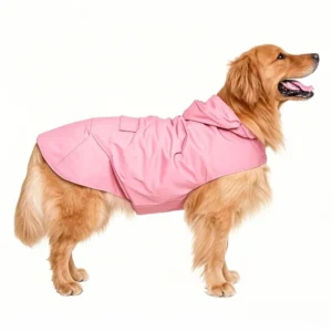 Wasserdichter Hunderegenmantel in Pink für große Hunde Seitenansicht.