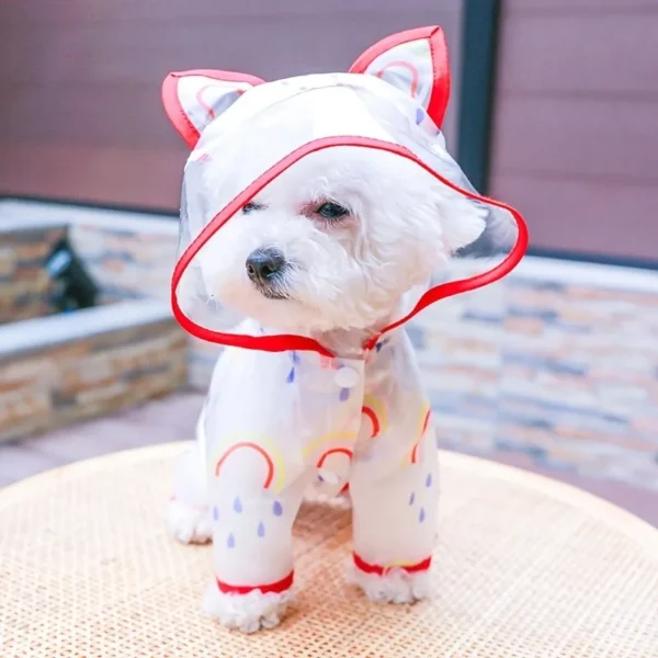Gelbe Regenjacke für kleine Hunde – Wasserdichter Regenmantel mit Kapuze für Hund - Image 2