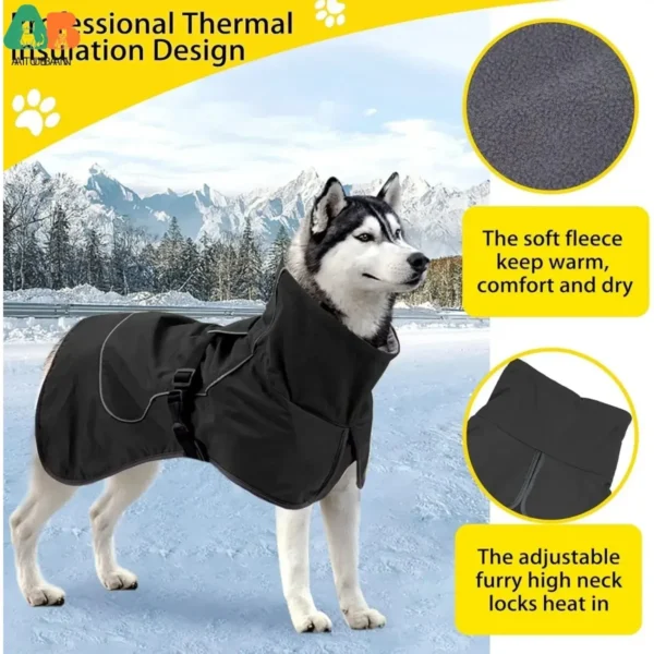 Warme & Wasserdichte Hundejacke | Reflektierend | Fleece Winterjacke & Regenmantel - Image 3
