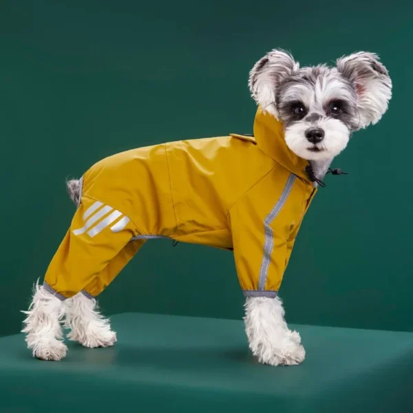 Wasserdichter Hunde-Regenoverall aus PU mit Kapuze & Reflektoren – für Kleine & Mittelgroße Hunde - Image 5