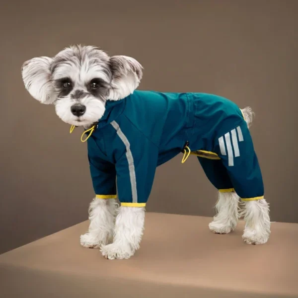 Wasserdichter Hunde-Regenoverall aus PU mit Kapuze & Reflektoren – für Kleine & Mittelgroße Hunde - Image 7