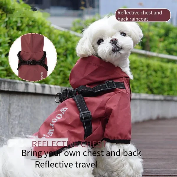 Wasserdichter Hunderegenmantel mit Integriertem Geschirr & Reflektoren – Für Kleine, Mittelgroße & Große Hunde - Image 2